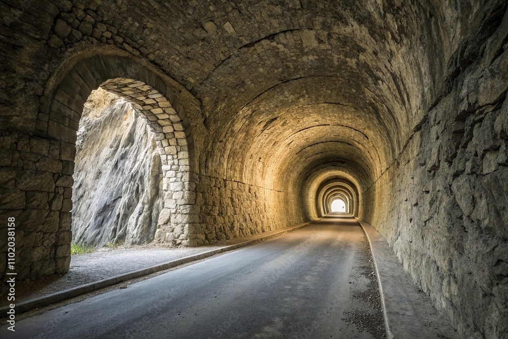Obraz premium Tunnel with a focus on texture and materiality, materiality, industrial tunnel