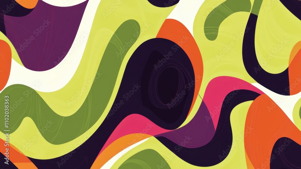 Naklejka premium Bold colors and clean lines create a smooth retro wallpaper with glowing light