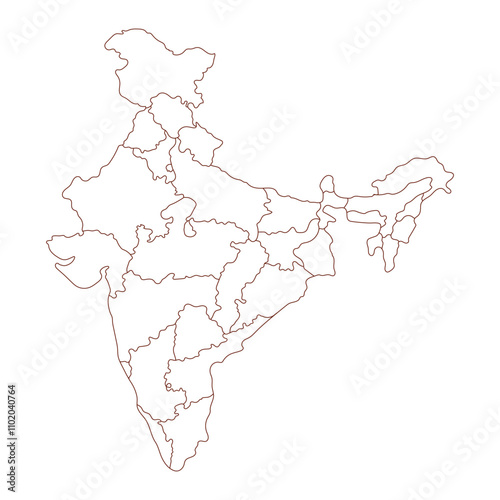 Map of India icon vector. Line India Map illustration vector. Indian map icon vector