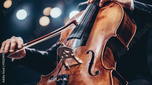 Virtuosic Violin Performance on Stage with Dramatic Lighting photo