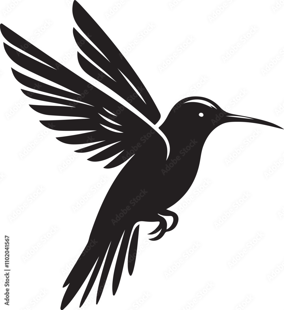 Obraz premium Hummingbird Silhouette Vector Art and Illustration