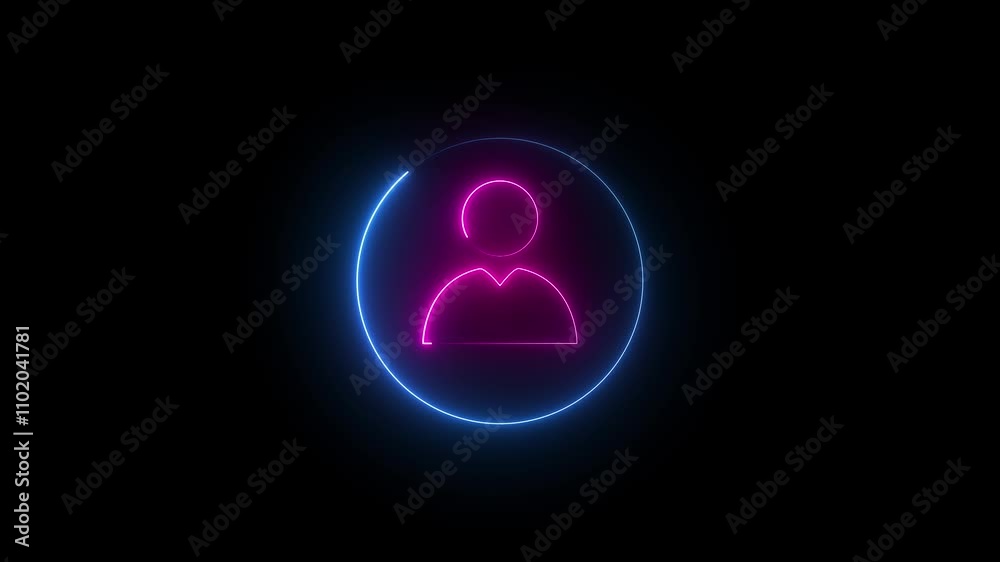 neon Magenta color profile icon animation with black background. neon Magenta color profile icon animation with black background.