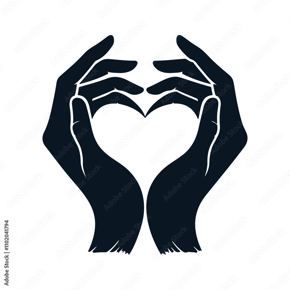 Two Hands Forming a Heart Shape Silhouette Design Vector Illustration. Two Hands Forming a Heart Shape Silhouette Design Vector Illustration.