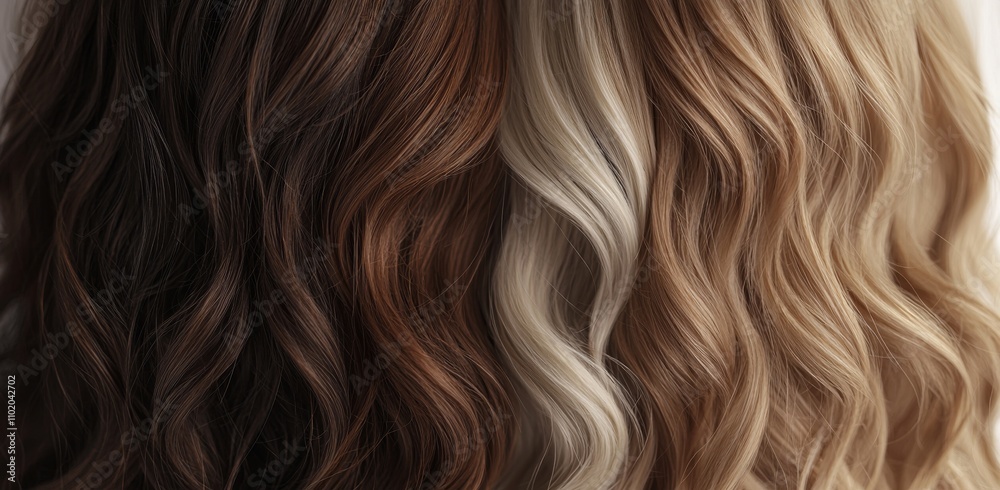 CGM hair treatment for curly hair with honey: Before and after. Concept: Curly Hair, CGM Method, Honey Treatment, Hair Styling. CGM hair treatment for curly hair with honey: Before and after. Concept: Curly Hair, CGM Method, Honey Treatment, Hair Styling.