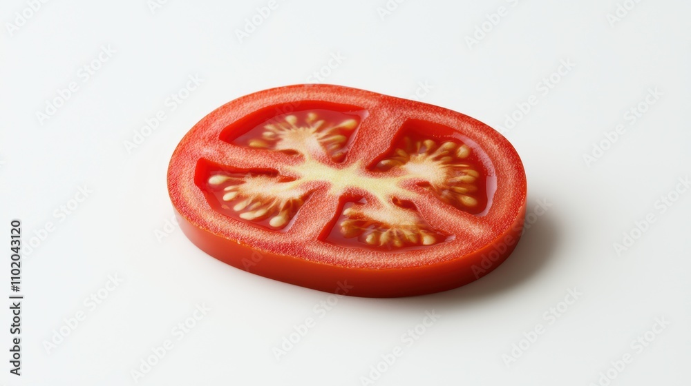 Fresh Red Tomato Slice on White Background for Culinary Use Fresh Red Tomato Slice on White Background for Culinary Use