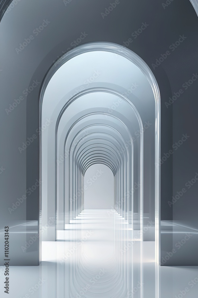 Endless row of futuristic white arches in perspective Endless row of futuristic white arches in perspective