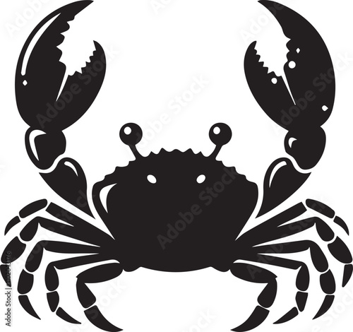 A silhouette of a crab with its claws raised in a cheerful gesture