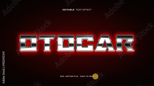3D chrome text effect, editable otocar text style.