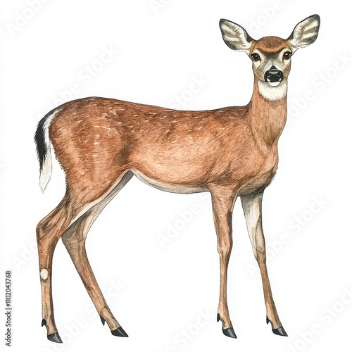 A watercolor artwork of a wild deer in a forest, complemented by a clip art image of a forest.