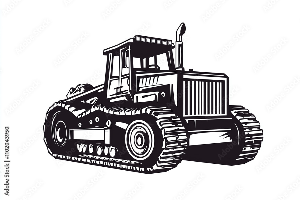 Naklejka premium Vector logo or icon of a bulldozer, isolated on white background.