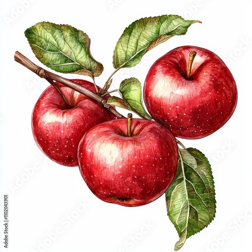 A number of hand-drawn apple fruits are included in the set, originating from a stock clipart collection.