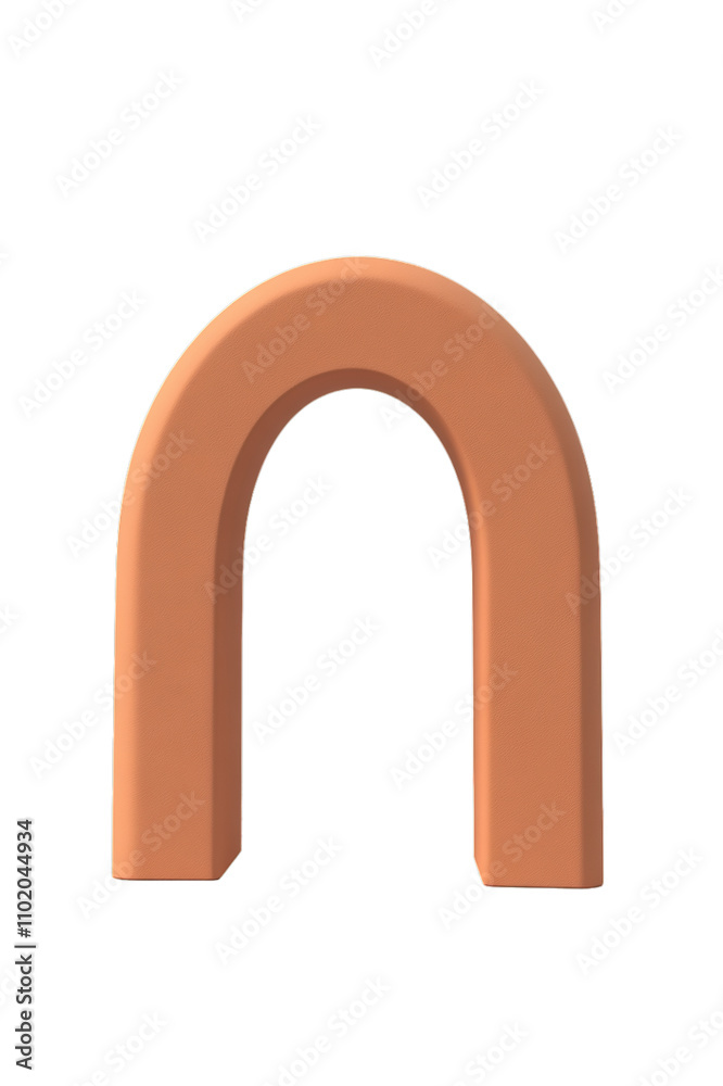 Minimalist terracotta arch on white background Minimalist terracotta arch on white background