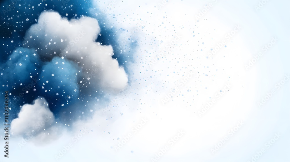 Fototapeta premium Elegant watercolor, glowing holiday snow, peaceful festive background for cards