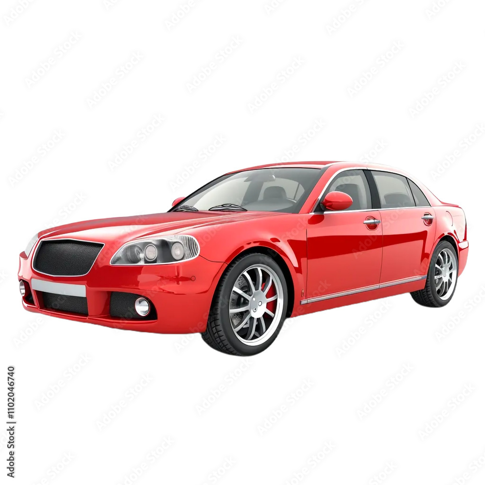 Red Car Isolated on Transparent Background Red Car Isolated on Transparent Background