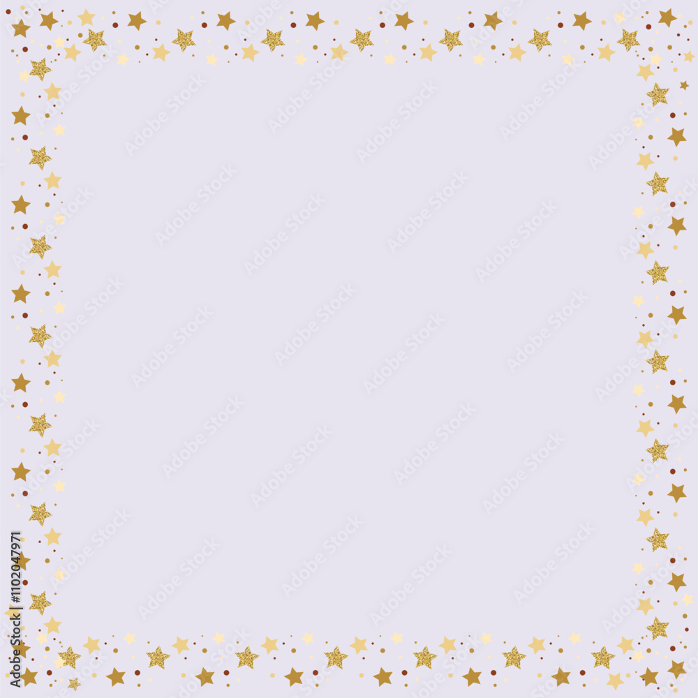 Square gold frame made of gold stars. Star brush. Design for cards, posters, flyers for New Year, Christmas. Vector illustration. Square gold frame made of gold stars. Star brush. Design for cards, posters, flyers for New Year, Christmas. Vector illustration.