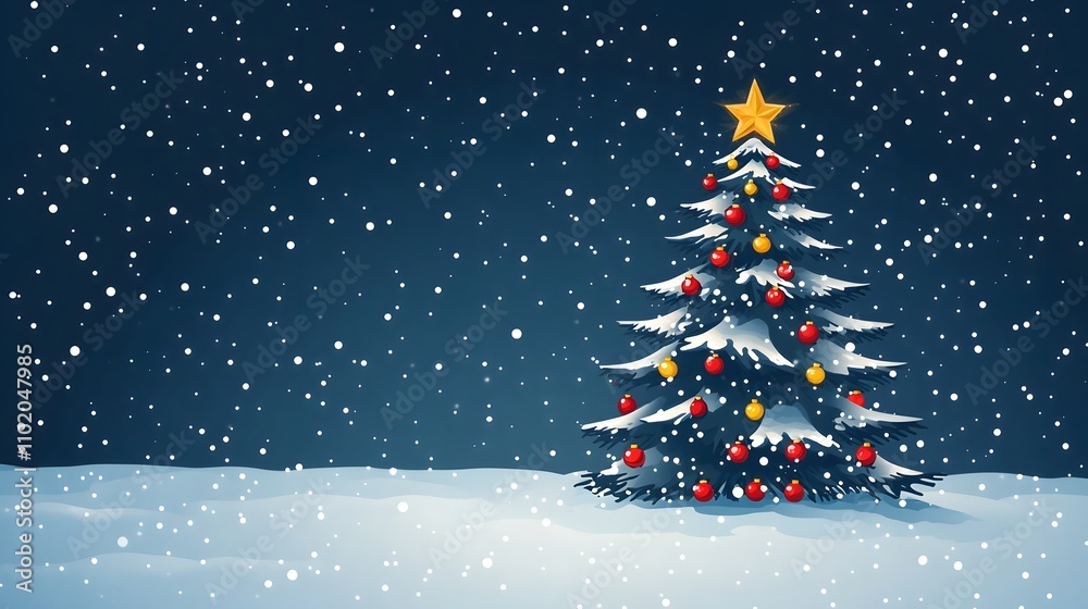 Flat cartoon illustration of a geometric Christmas tree with bold shapes for Happy New Year 2025 Flat cartoon illustration of a geometric Christmas tree with bold shapes for Happy New Year 2025