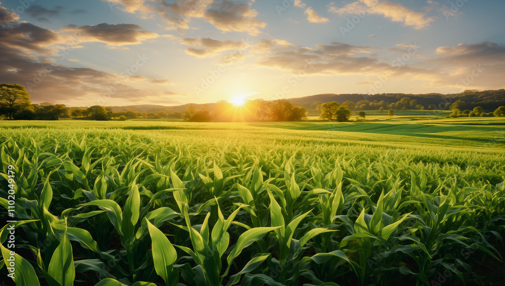Sunset Over a Lush Cornfield Sunset Over a Lush Cornfield