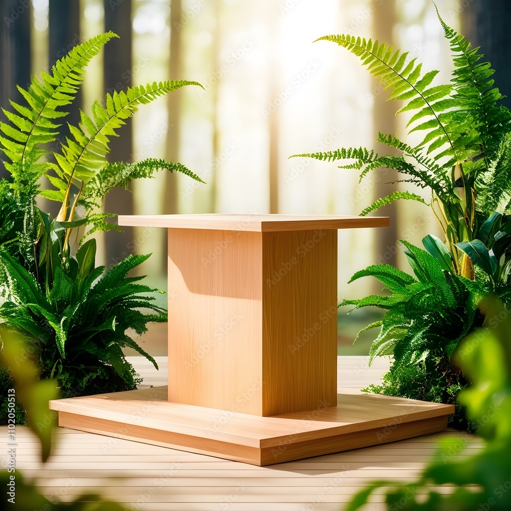 A podium with natural view for product placement A podium with natural view for product placement