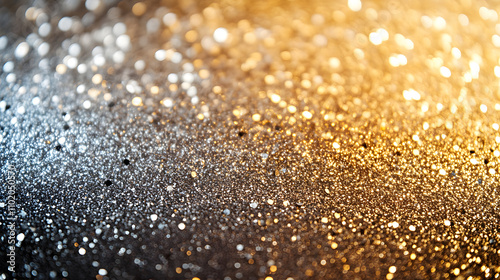 Abstract background with shimmering gold and silver glitter particles