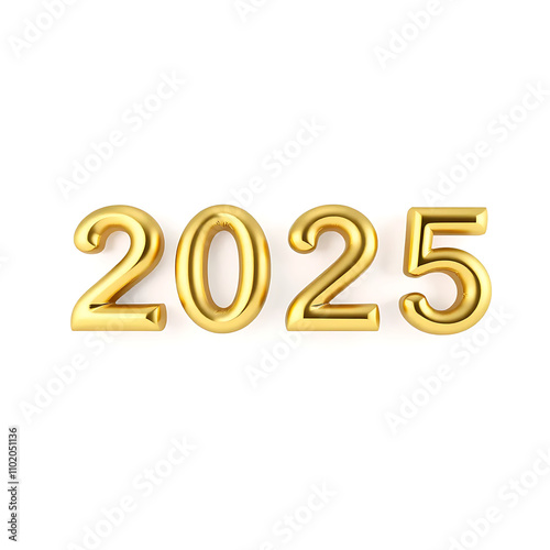 "A '2025' text designed in gold effect