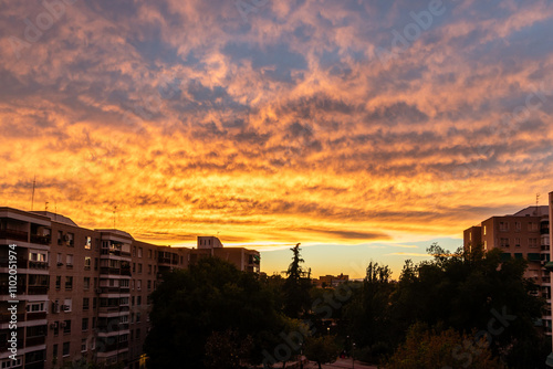 Sunset in the Carabanchel district of Madrid photo