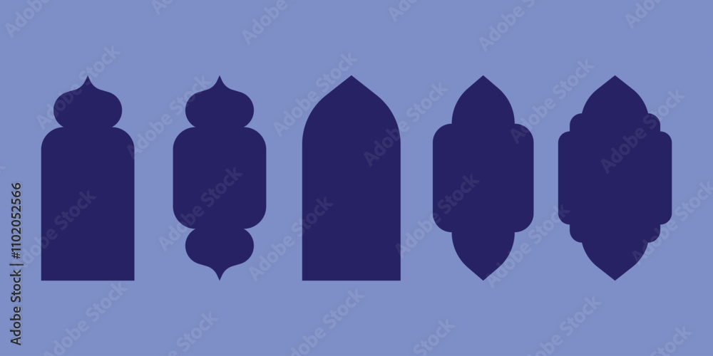 Traditional islamic window shapes icon vector. Islamic window set icon Traditional islamic window shapes icon vector. Islamic window set icon