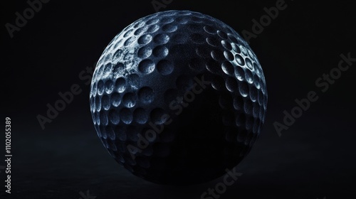 Dark and Textured Golf Ball on Black Background for Sports Themes