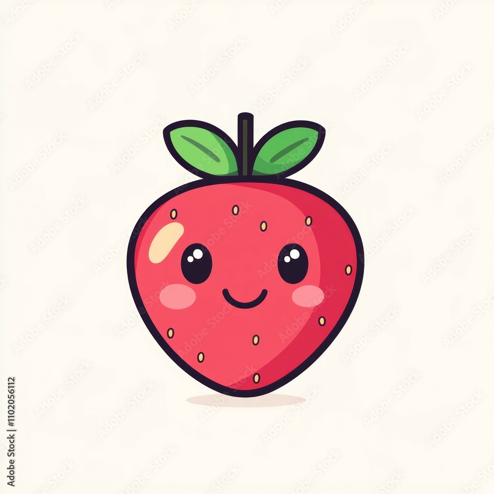 Obraz premium Logo design, a cute red color strawberry character on white background