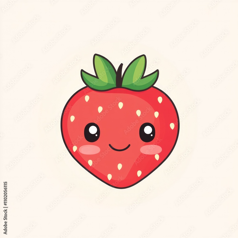 Obraz premium Logo design, a cute red color strawberry character on white background