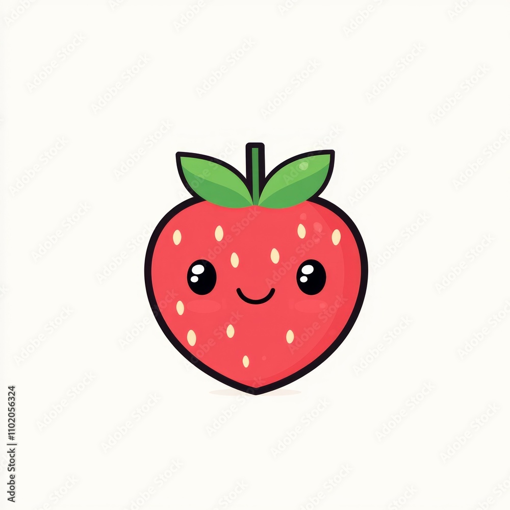Logo design, a cute red color strawberry character on white background Logo design, a cute red color strawberry character on white background