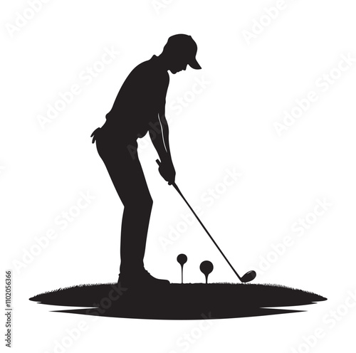 golf player set silhouette vector illustration
