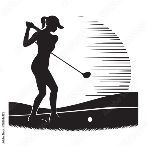 golf player set silhouette vector illustration