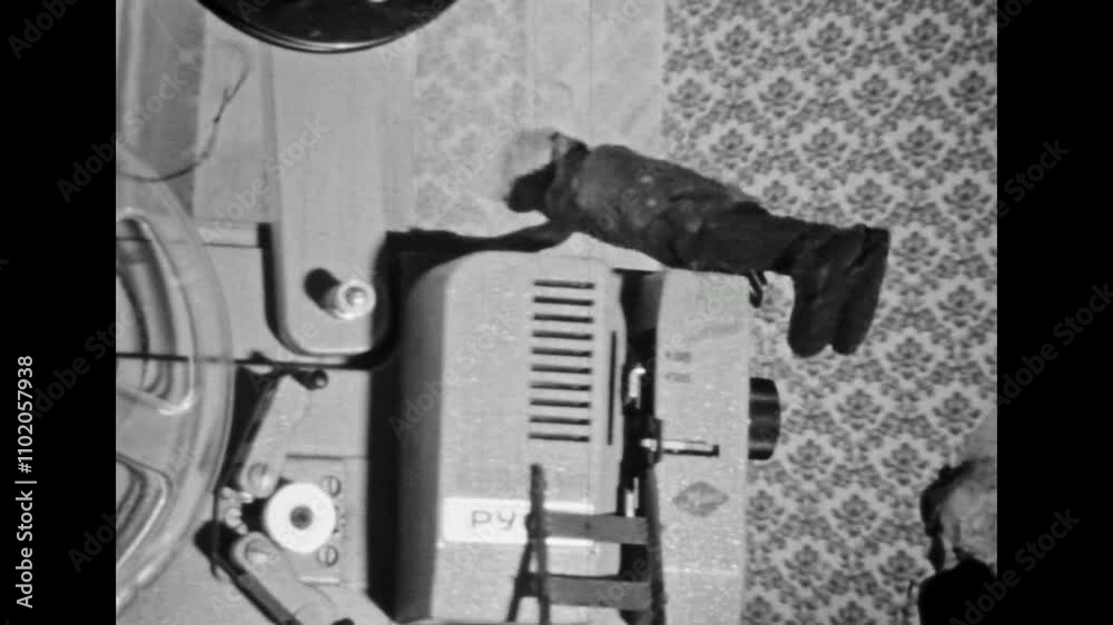 Clay Projector Example Clay animation Funny old movie concept. Little toy people play use ...