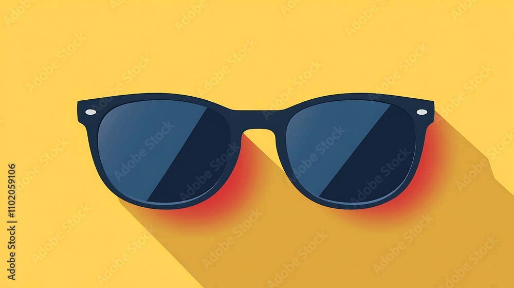 Stylish Black Sunglasses on Yellow Background Stylish Black Sunglasses on Yellow Background