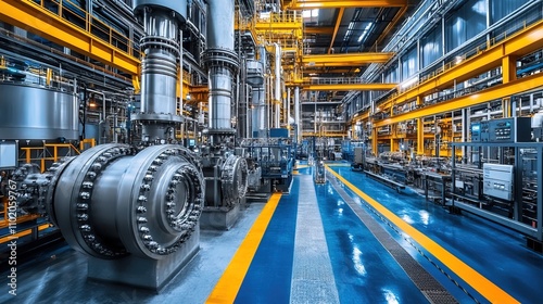 Wallpaper Mural Wide-angle view of a modern industrial factory interior featuring large machine Torontodigital.ca
