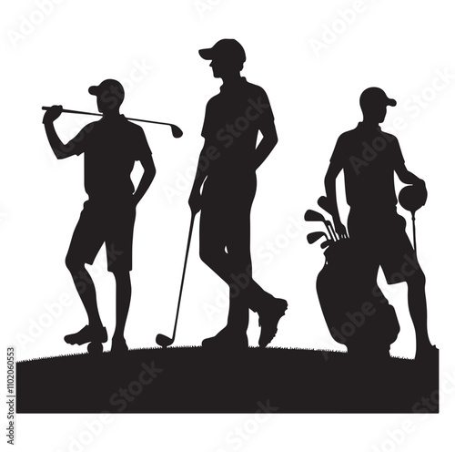 golf player set silhouette vector illustration