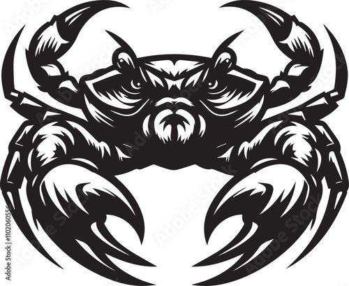 A crab with its claws aggressively forward giving a fierce look