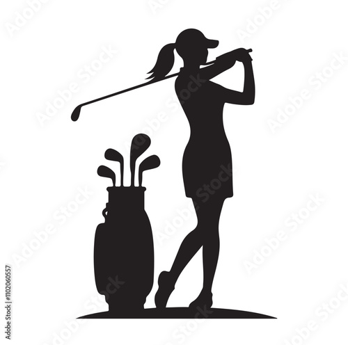 golf player set silhouette vector illustration
