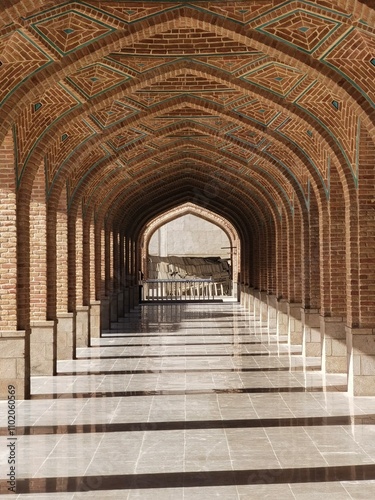 The Blue Mosque (Pers. Masjed-e kabud), also known as Masjed-e Moẓaffariya, is a dazzling 15th century monument in city of Tabriz, East Azerbaijan Province of Iran. 