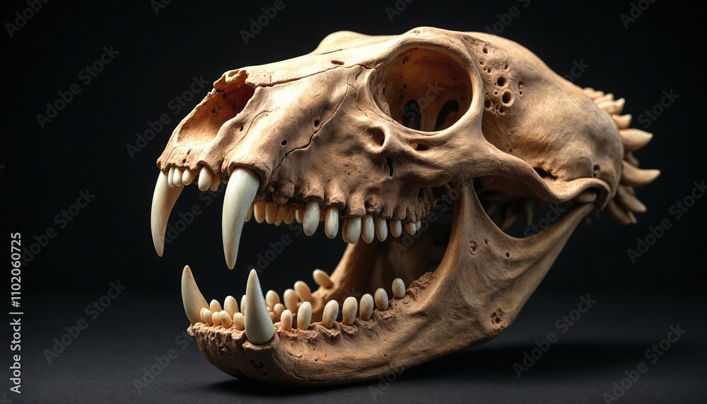 Fototapeta premium Close-Up Mummified Saber-Toothed Cat Skull