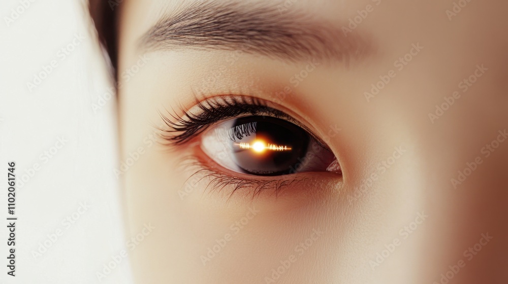 Fototapeta premium Close-Up View of Human Eye with Detailed Iris and Eyelashes