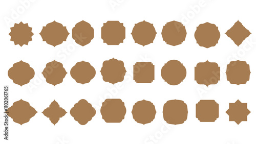 Blank Vector Label Shapes Vector. Set of islamic frames shapes badges. Elegant luxury frame design.