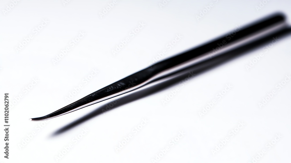 Precision tool, black tweezers on a white isolated background. Precision tool, black tweezers on a white isolated background.