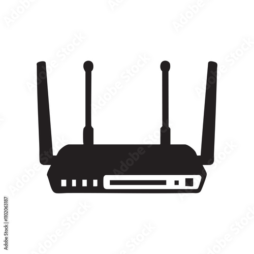 Wifi router icon, wlan modem silhouette vector icon with editable color