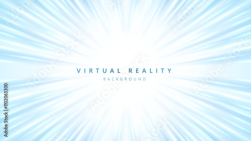 Virtual Reality VR background with zoom effect. Illustration of spreading lines shiny effects for ecommerce signs retail shopping.
