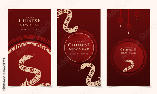 Chinese new year, year of the snake banner template design.Happy Chinese new year 2025 vector design background. 
