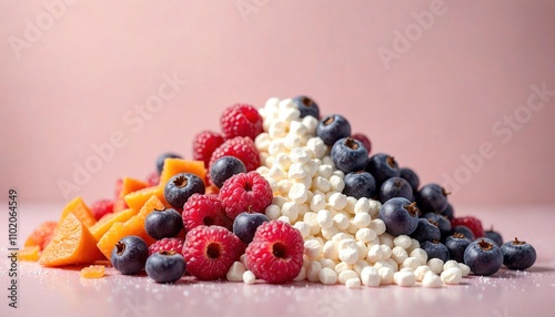 Close-Up Freeze-Dried Fruits and Yogurt Granules photo