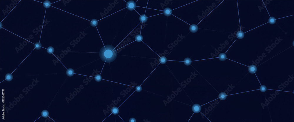 Obraz premium Abstract network connection illustration with blue nodes on a dark background for technology design