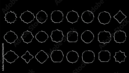 Blank Vector Label Shapes Vector. Set of islamic frames shapes badges. Elegant luxury frame design.
Silver Frame.