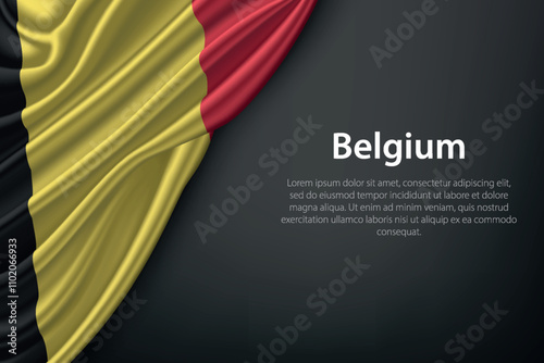 Waving Belgium Flag on Dark Background